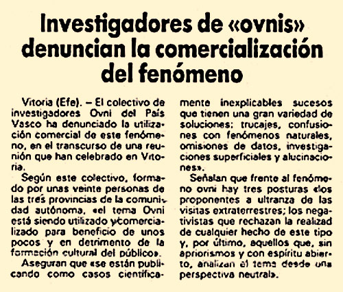 Artículo en prensa - EFE - 18-02-1985