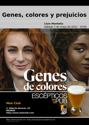 Cartel de la charla Genes, colores y prejuicios.