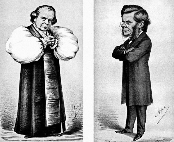 Caricaturas del obispo Samuel Wilberforce y el Profesor Thomas Henry Huxley