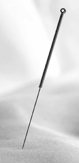 Detalle de una aguja de acupuntura